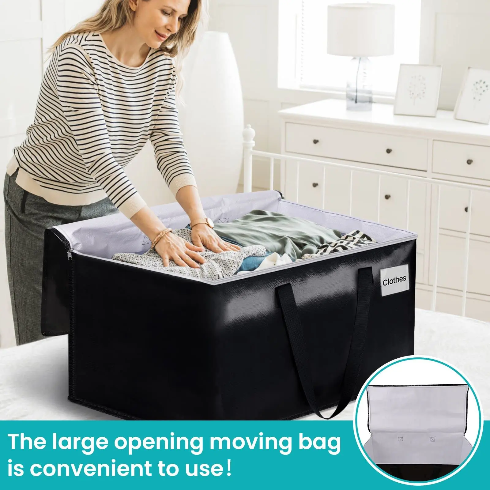 93L Large Moving Bags Heavy Duty Storage Totes for Storage,Packing Moving Collapsible Supplies Reinforced Zippers and Handles