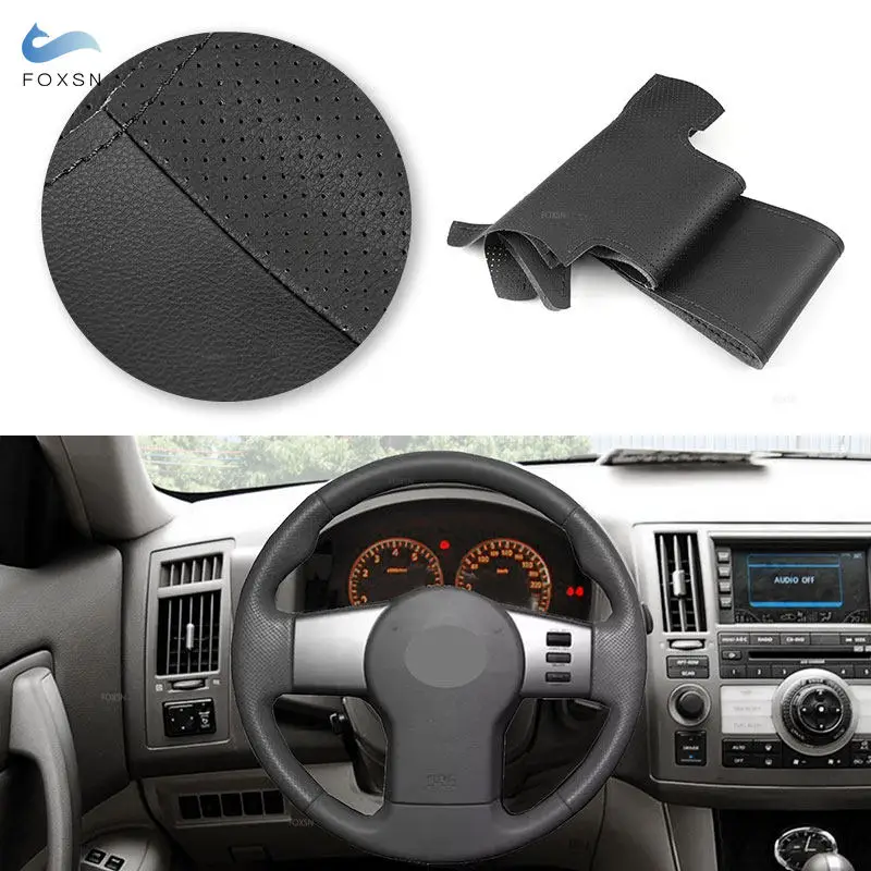 

For Nissan Pathfinder III Frontier Xterra Navara 2005-2015 Perforated Leather Car Inner Accessories Steering Wheel Cover Black