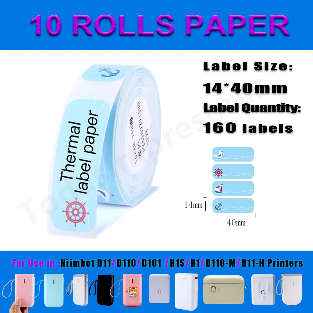 10 Rolls NiiMBOT D11 D110 D101 lable Thermal Sticker Cable Label Paper White Waterproof Niimbot Label Color Transparent PriceTag