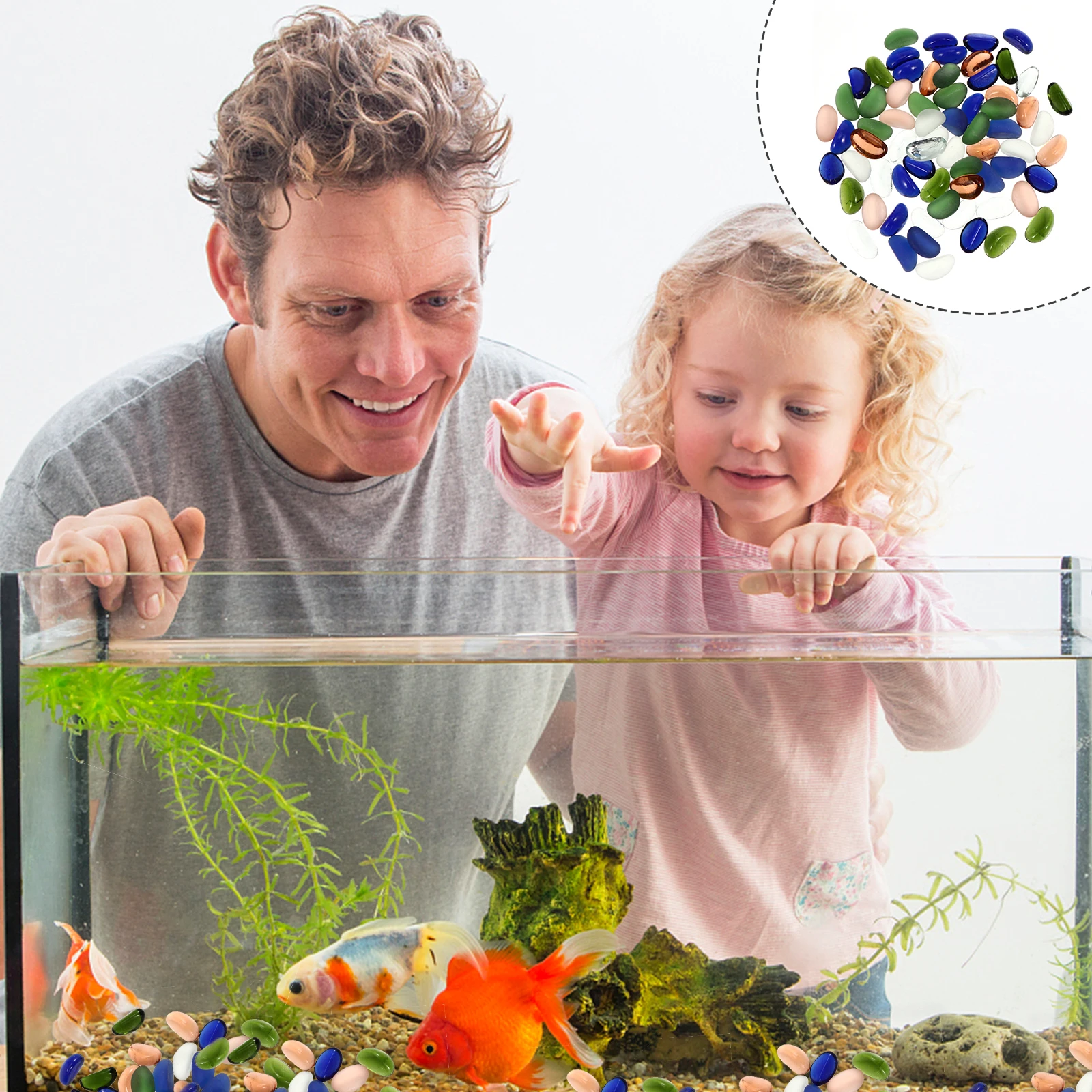 

1000 G Fish Tank Decorations Decorative Stones Transparent Glass Ornament
