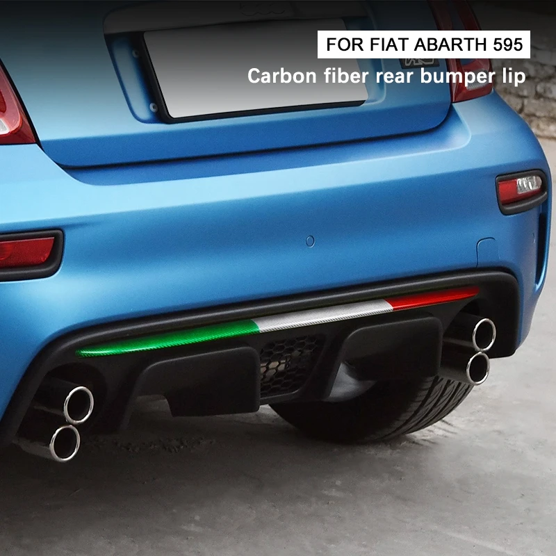 2017-2024 For Fiat 500 ABARTH 595 695 Rear Bumper Lip Genuine Carbon Fiber 3D Decoration Sticker