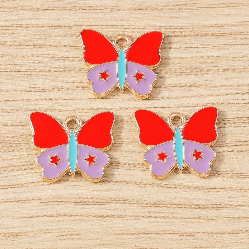 10 Stück Niedliche Tieranhänger Bunte Emaille Fliegende Schmetterlinge Anhänger für Schmuckherstellung Halsketten Ohrringe DIY Bastelzubehör – Detail 22