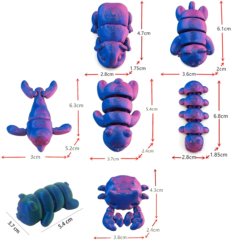 Zabawki z nadrukiem 3D Zwierzęta Figurki Model z wieloma przegubami Ozdobne dekoracje Stochastic kolor Pulpit Nowość Kreatywność Prezenty dla dzieci