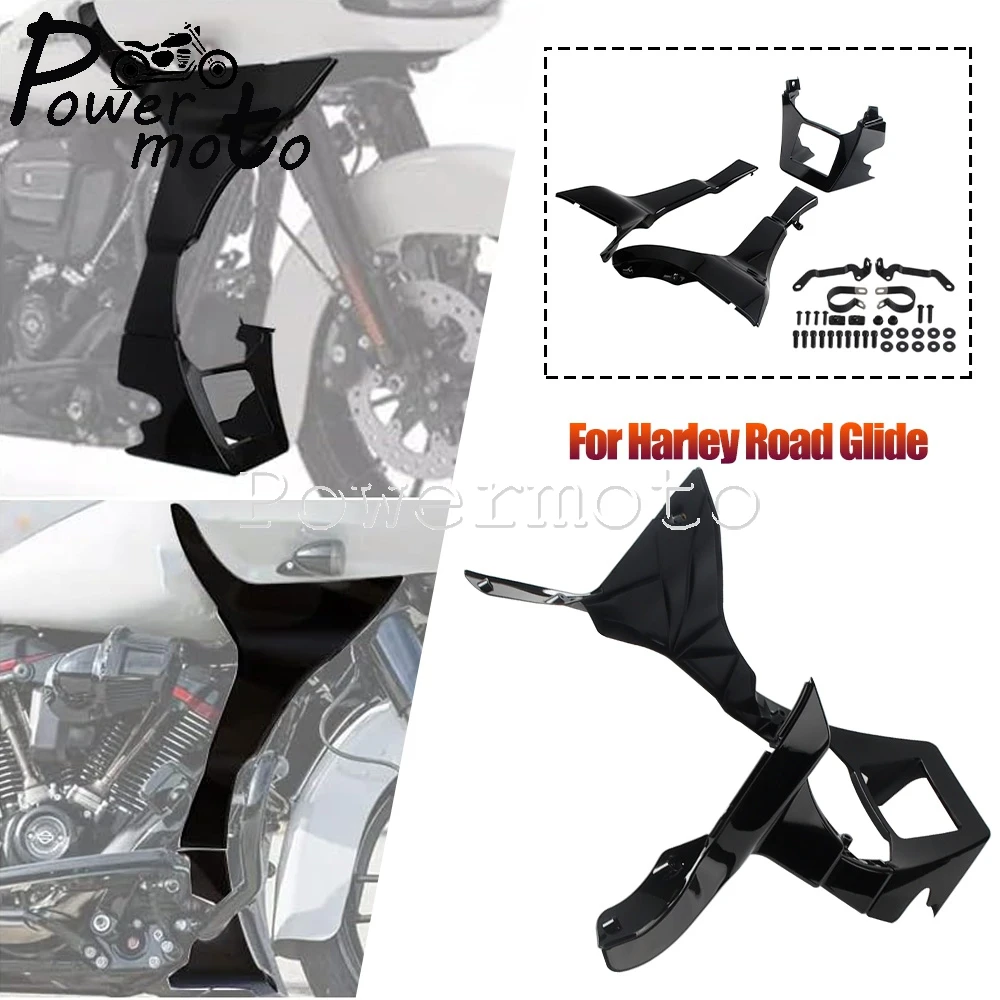 

Motorcycle Black Side Fairing Spoiler w/Extended Chin Spoiler Kit For Harley Touring Road Glide FLTRX FLTRXS 2017-22 Acessories