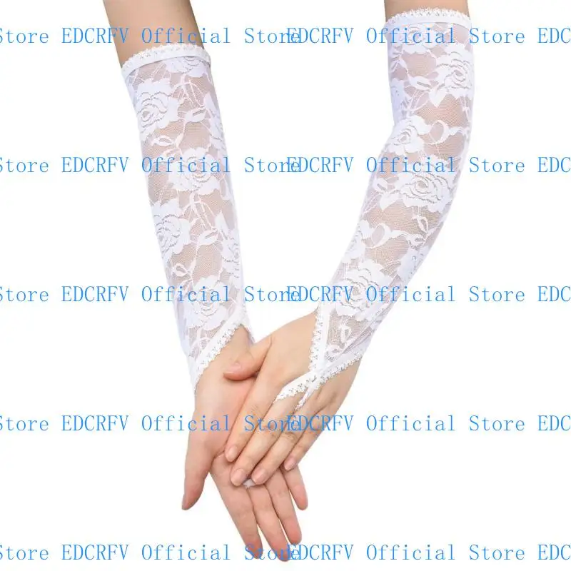 

39BD Stylish Lace Rose Arm Sleeves Fingerless Gloves for Women Cosplay Costume Props