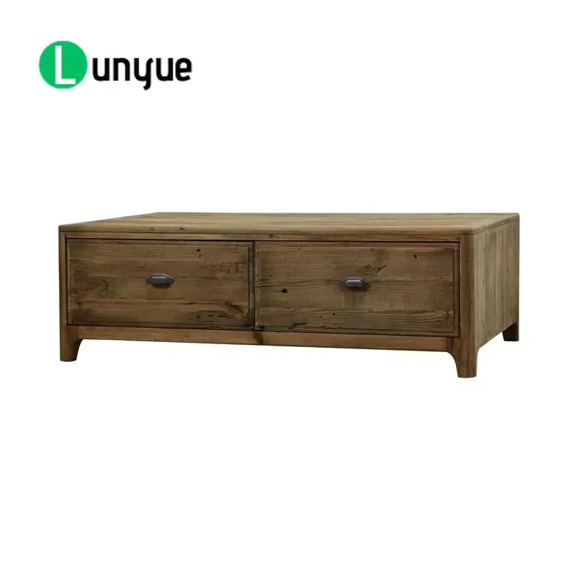 Solid Wood Coffee Table Natural Antique Style Living Room Furniture ISO14001 Certified Durable Home Decor Accent Piece