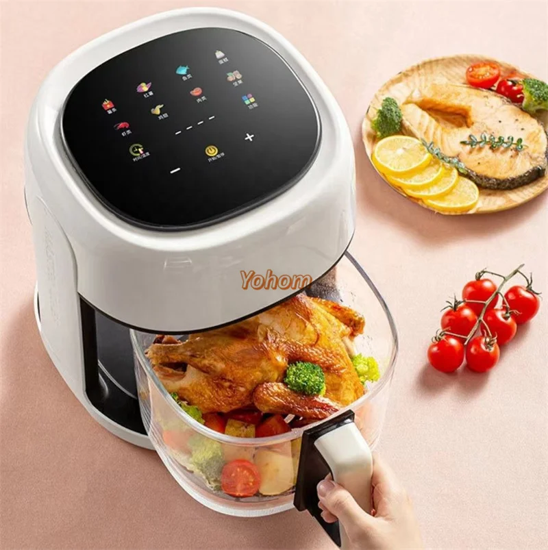 Electric Chicken Air Fryer 4L Capacity Manual Temperature Control Air Fryer Oven with Touch Screen Display Kitchen Appliance