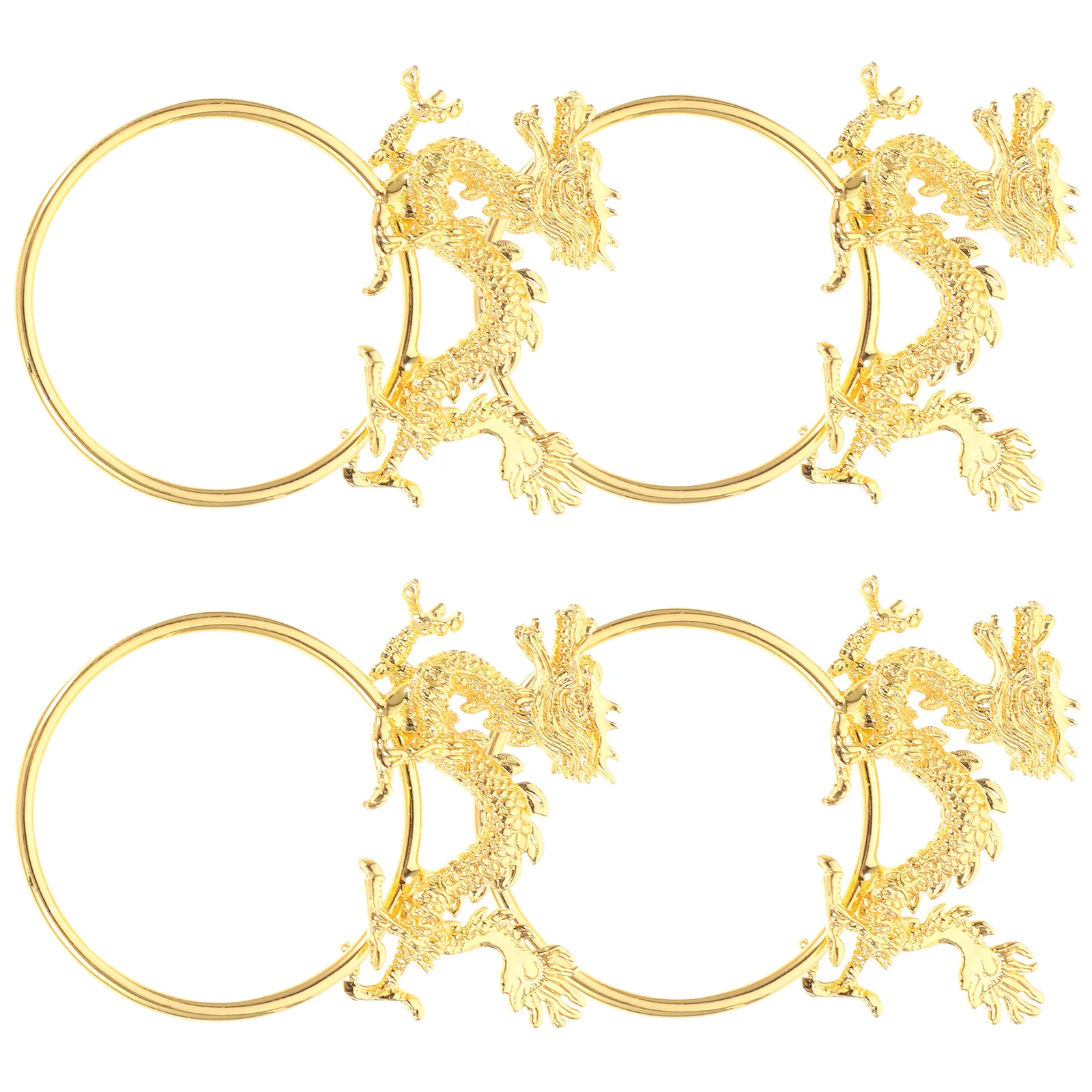 Zestaw 4 pierścieni na serwetki, elegancki wzór smoka, metalowe klamry na serwetki do dekoracji stołu na święta, uchwyty na serwetki.