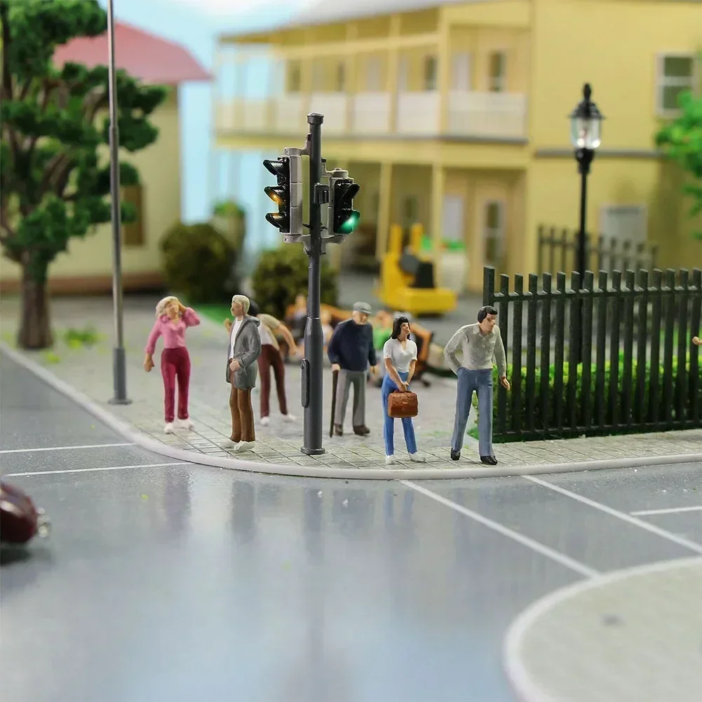 3 Pcs Gauge 00 H0 Traffic Lights With Pedestrian Lights And LEDs Vehicle 1:72, Suitable For 00 Gauge Perfect For Rail & Building