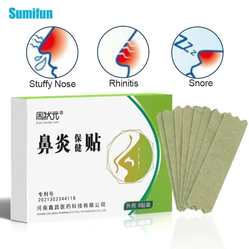 8Pcs Sumifun Rhinitis Patch Sinusitis Cold Nasal Congestion Treatment Allergies Anti Headache Snoring Health Care Plaster