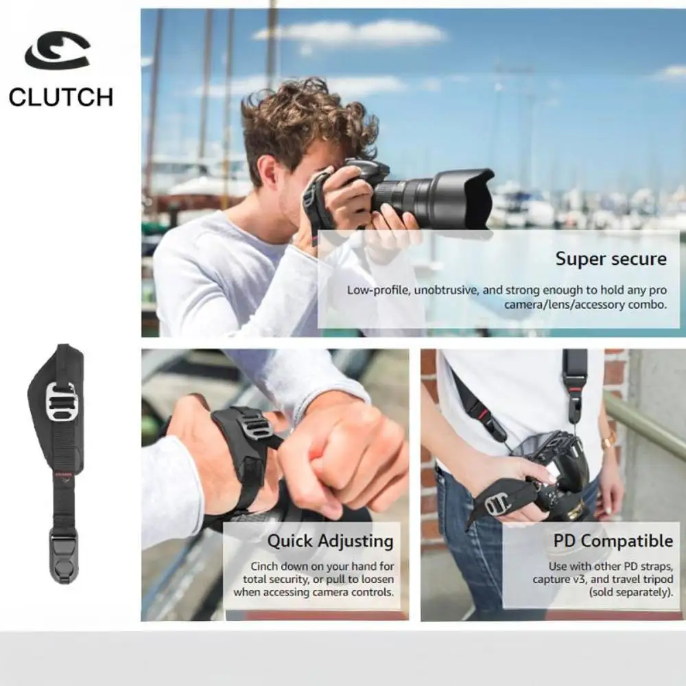 Clutch Camera Hand Strap, Compatible with Any DSLR or SLR Body, Small, Durable, Quick Release, Adjustment and Connection