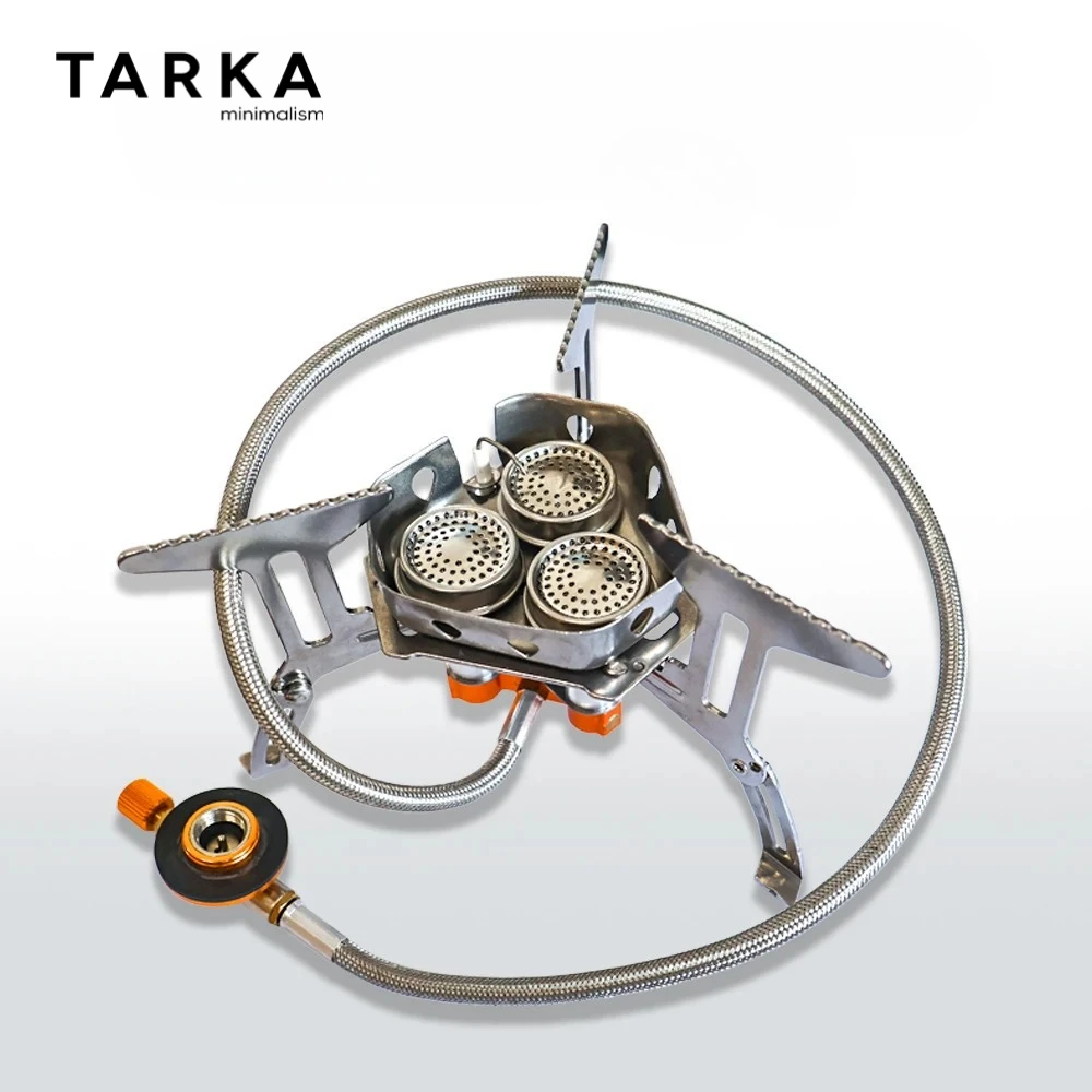 TARKA Outdoor Gasherd Camping Gas Burenr, 5800 W starker Feuerofen Klappherd, Picknick Küche Kochgeschirr Wanderzubehör