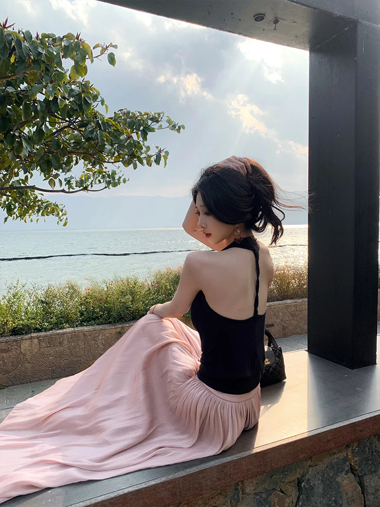 

Summer Off-oulder Svel Nano Silk Women's Tank Top Knot ter Ne Bal Vest Casual Comfortable Loose Fit