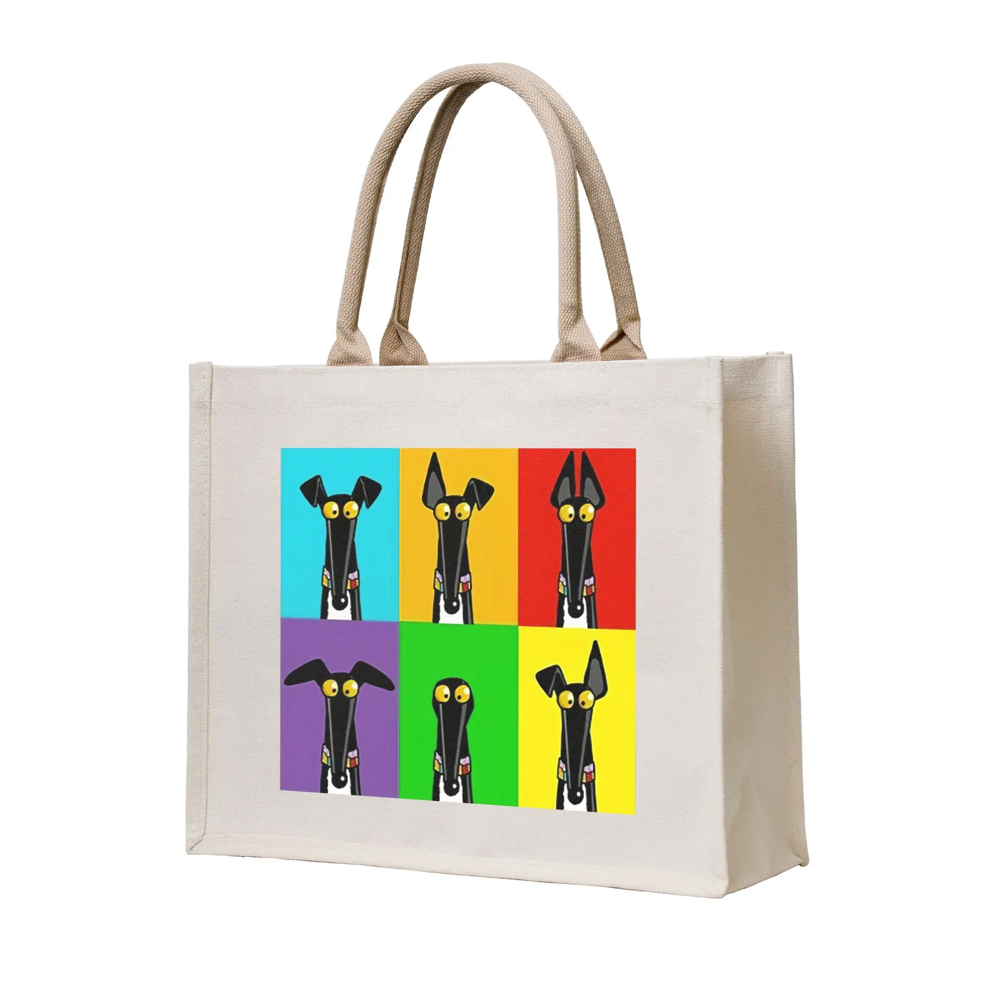Cute Print Greyhound Semaphore Whippet Sighthound Dog  Shopping Tote Bags Portable Shoulder Shopper Color  Handbag