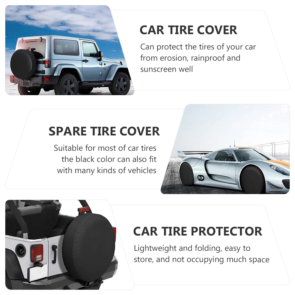 

Rainproof Sunscreen Tire Cover Car Spare Protector PVC Lightweight Foldable Black Suitable Vehicles Car Tire Accessories