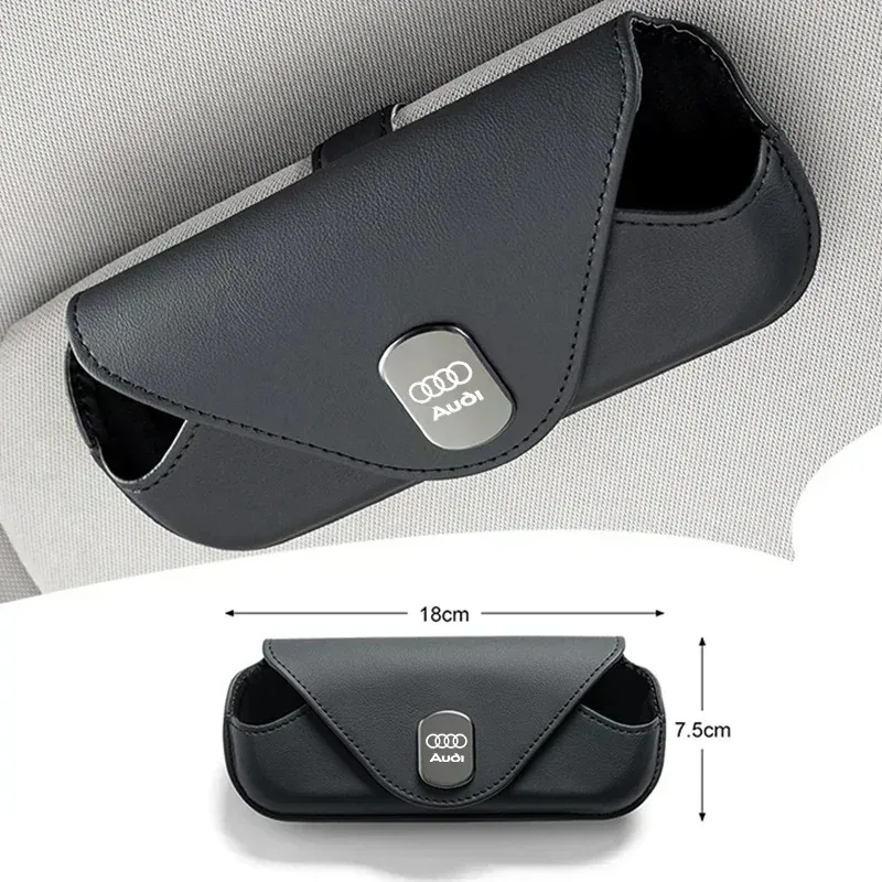 

Leather Car Sun Visor Glasses Case Sunglasses Storage Clips For Audi Sline TT A1 A2 A4 A5 A6 A7 A8 Q2 Q3 Q5 Q6 Q7 Q8 Accessories