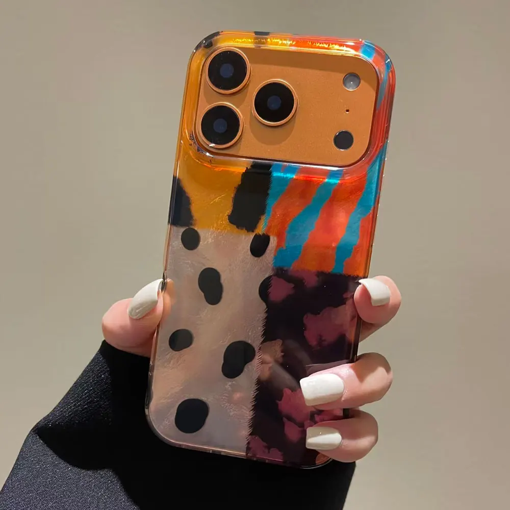 Retro Vierfarbiges Leopardenmuster Handyhülle für iPhone 17 Pro Max 16 14 15 13 7 Plus 8 X XS XR SE 2022 Cover