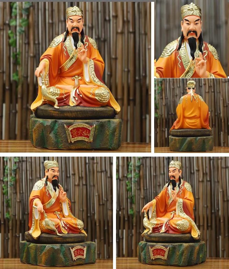 Wholesale Buddhism Taoism figure Hong Southeast Asia HOME Company GOOD LUCK  HUANG DAXIAN Wong tai sin God talisman statue