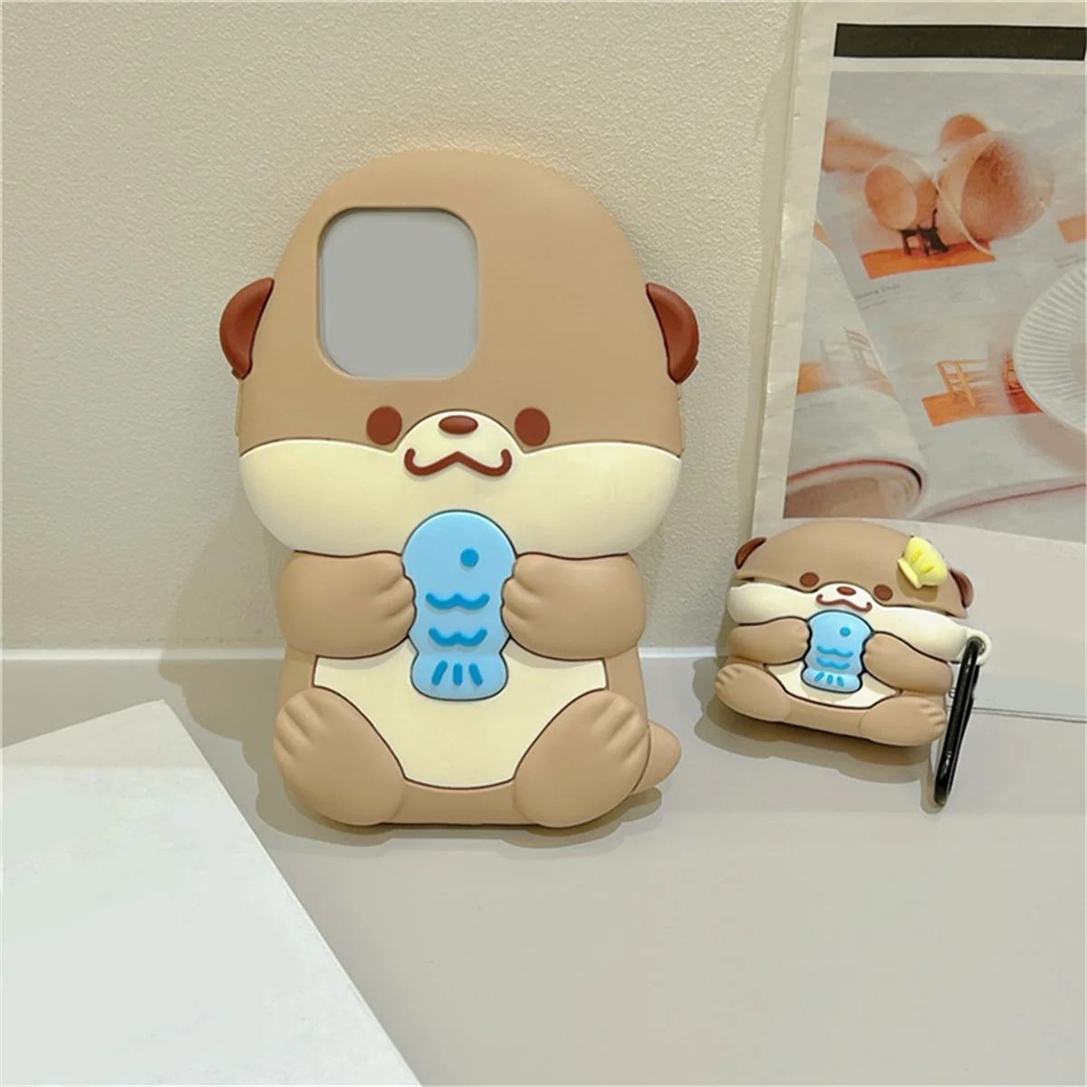 A07I Cartoon Three-Dimensional Silicone Protective Shell Set Healing Anti-Fall for 15pro Max