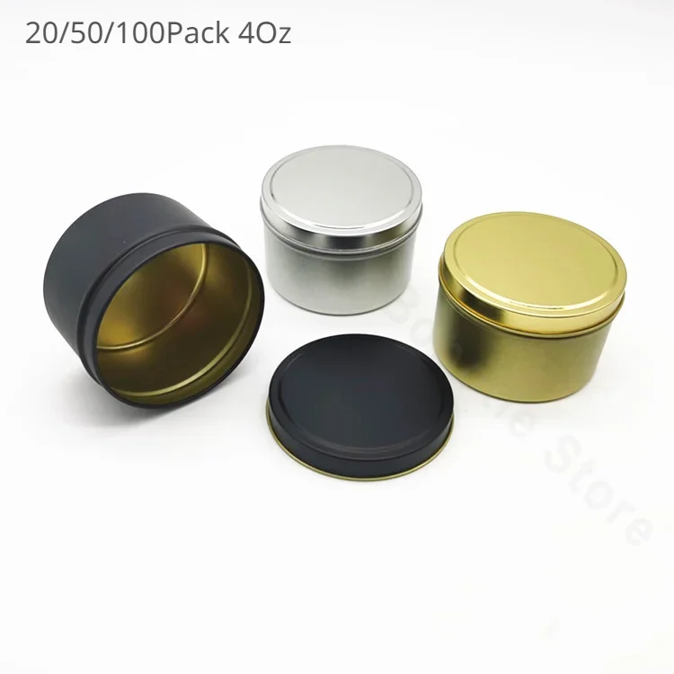 20/50/100Pack 4Oz Candle Tins Metal Round Tins for DIY Making Candle Storage Containers Travel Tins with Lids