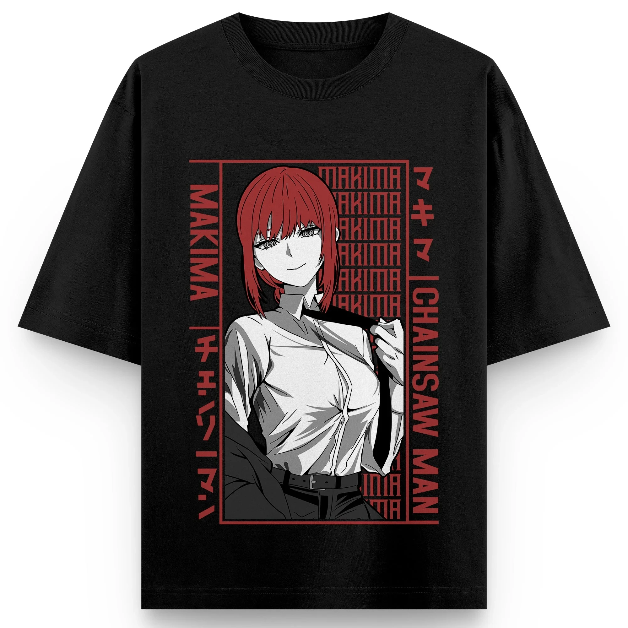 Kettensägenmann Makima Grafikdruck Baumwolle T-Shirts für Männer Frauen 2025, Sommer Anime Streetwear Kurzarm T-Shirts, lässiges T-Shirt