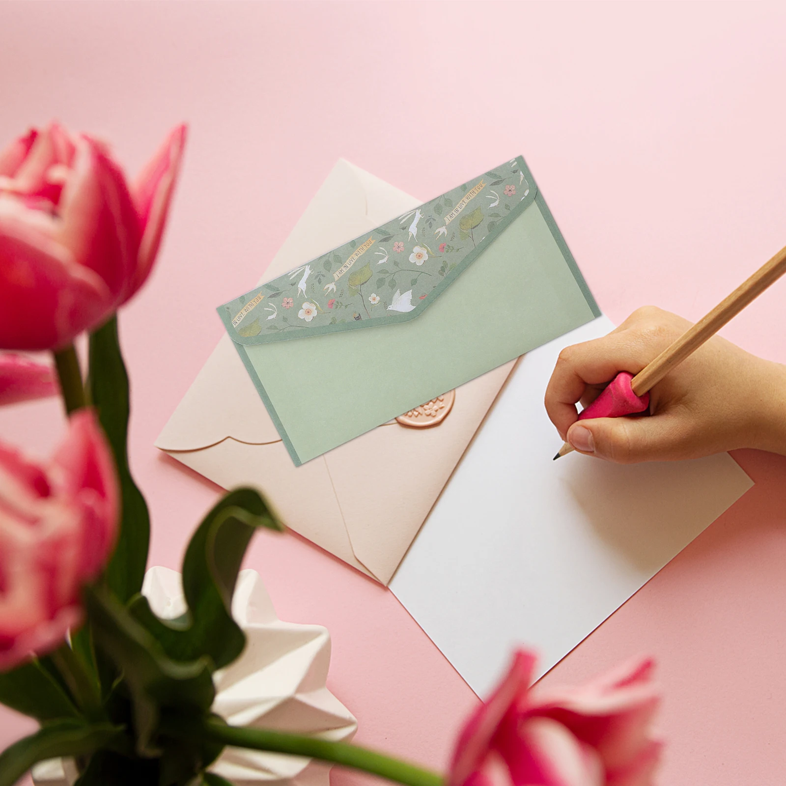 

1Set Lined Stationery Set with Envelopes Elegant Chinese Floral Design Writing Paper for Personal Notes Bridal Shower
