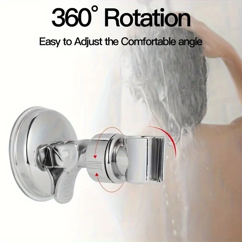 360 Degrees Adjustable Holder with Suction Cup Wall Mount Shower Head Holder Universal No Punching Bracket Bathroom Accessories