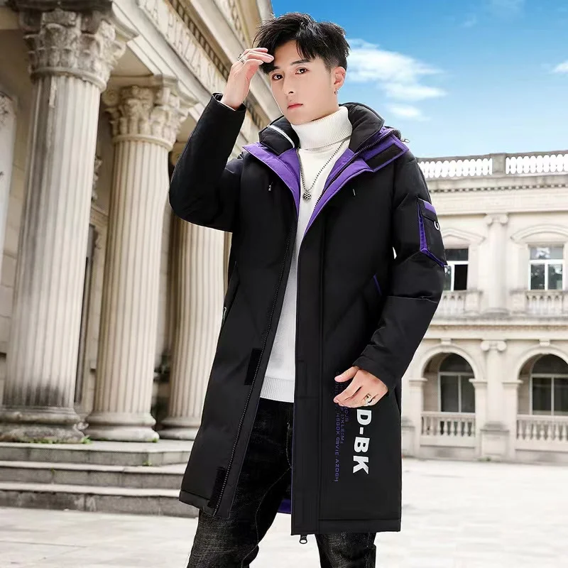 Autumn Winter New Hip Hop Men\'s Thicken Overcoat Warm Streetwear Mid-Long Length Printed Jacket