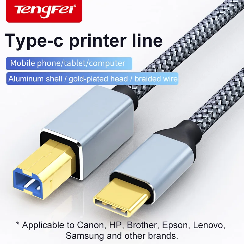 Cavo stampante per telefono cellulare Typec a porta quadrata USB adatto per HP Canon Lenovo Samsung Brothers Epson Cavo dati Apple Huawei