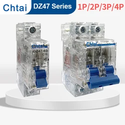 DZ47-63 1P 2P 3P 4P 63a Transparent shell 6Ka MCB air single Pole switch Low voltage mini circuit breaker Cheap price