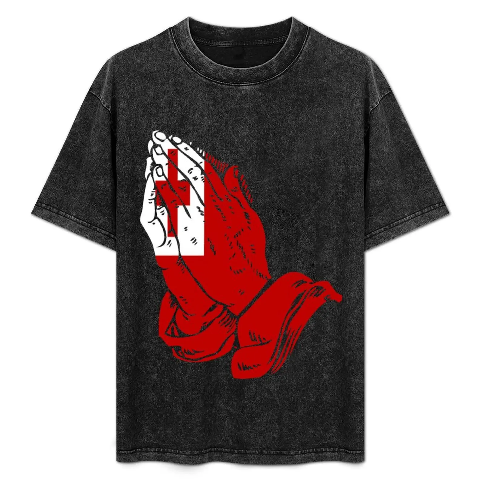 

Tonga Praying Hands Flag Gift For Tongan T-Shirt hippie clothes tops summer top mens plain t shirts