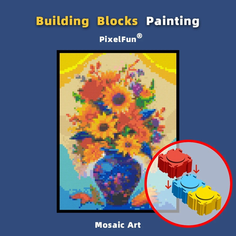 Flowers Vase Diy Building Blocks Painting Mosaic Dots Pixel Art Photo Custom Home Decoration Birthday Christmas Gifts For Girls