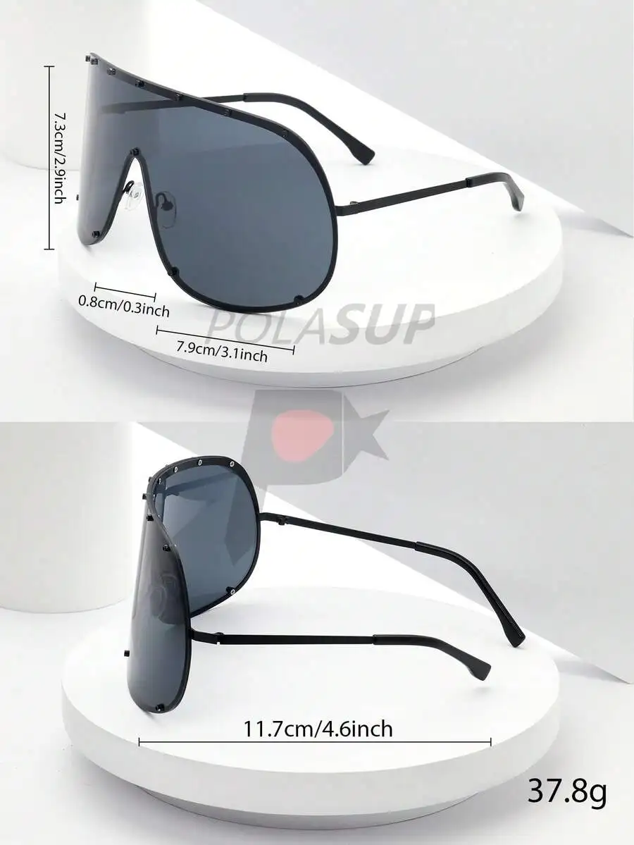 Reserved 1pc Oversized Metal Full Coverage Face Mask Women's Fashion Glasses With Metal Rivets, Casual, Cute, Elegant, Sexy,