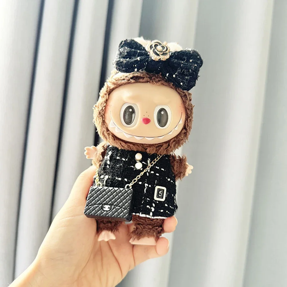 Mini vêtements de course en peluche Kpop, costume de robe noire, accessoires de tenue, cadeau de vêtements, Corée Exo Labubu Idol V1 V2, 17cm