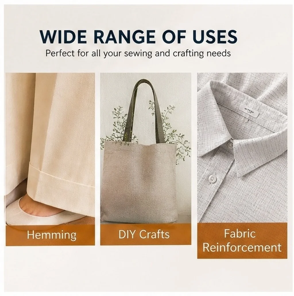 1 Roll Fusible Interfacing: Iron-On Fusible Web For Sewing - Double Sided Non-Woven Adhesive Tape For Hemming Diy Craft And