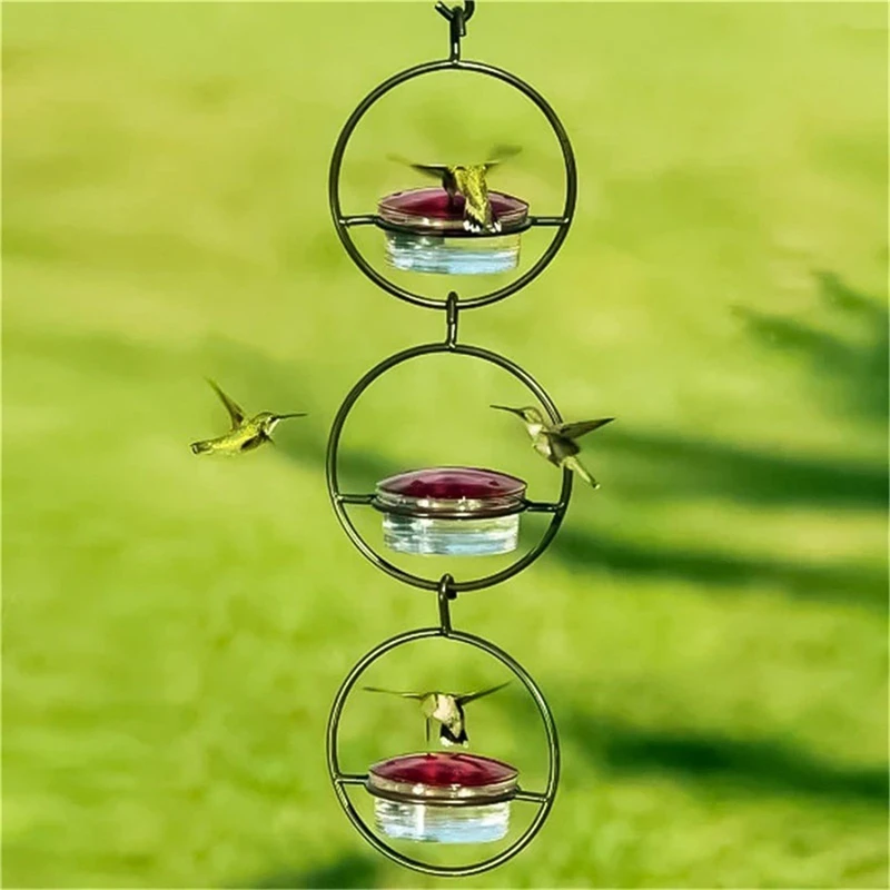 Hummingbird Feeder Tray With Red Plastic BowlOutdoor Humming Bird Feeder Attract Birds For Outside Garden Backyard Patio Deck