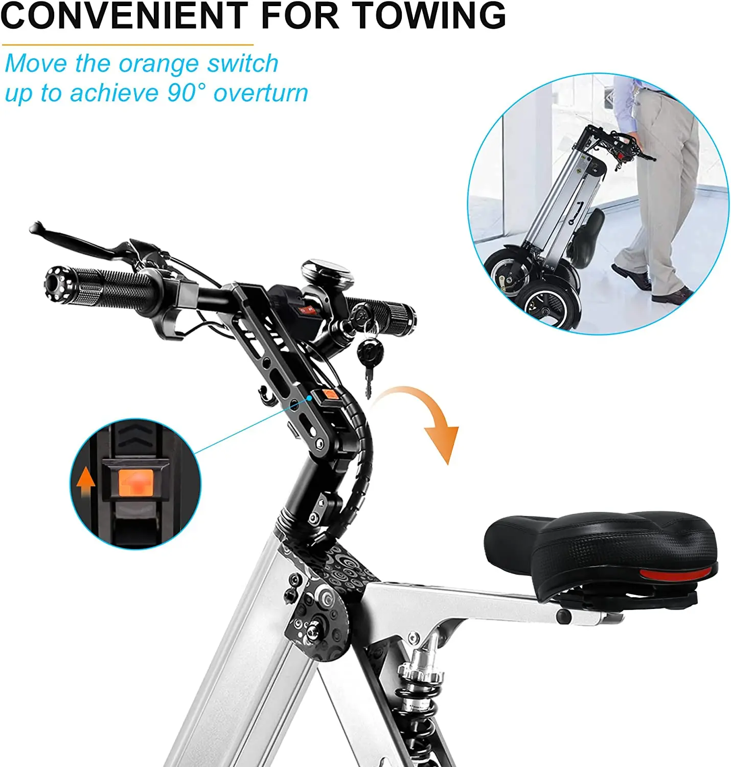 TopMate ES32 Electric Scooter Mini Tricycle for Adult, Folding Electric Mobility Scooter with 10 Inch Pneumatic Tires