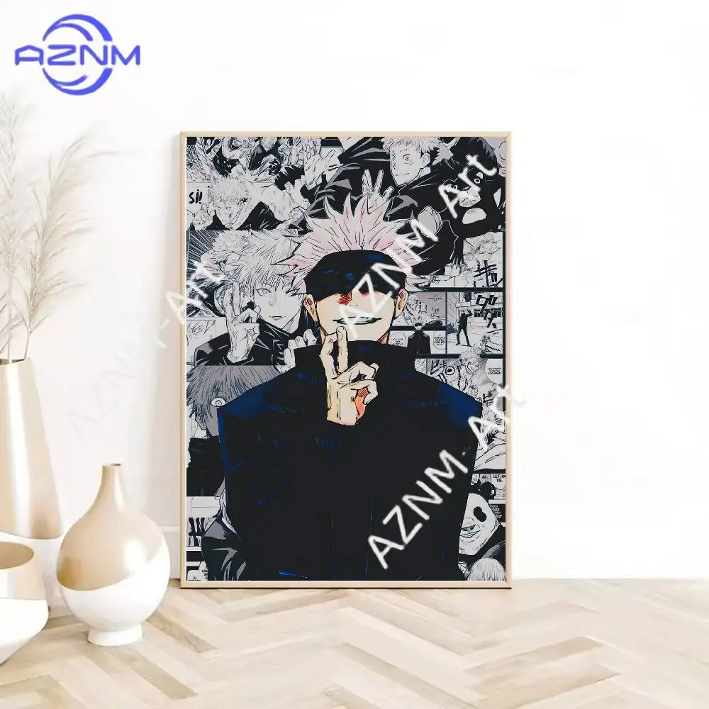 1 unidade de Pôster Autoadesivo à Prova d'Água Jujutsu Kaisen G-Gojo S-Satoru para Decoração de Parede em Cafeterias, Bares e Quartos de Dormitório