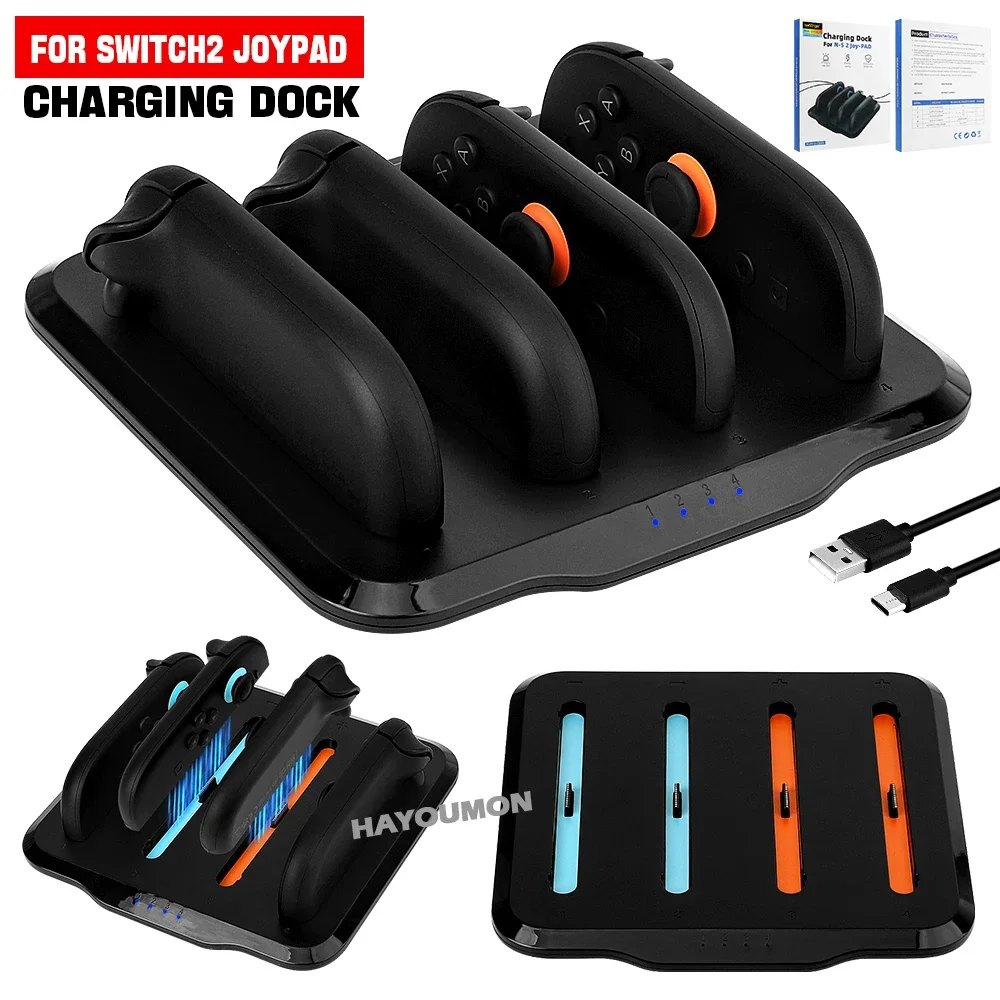 

Новая док-станция для зарядного устройства контроллера для Switch 2, подставка для зарядки Joycons, станция поддержки 4, джойстик для Switch 2, игровые аксессуары