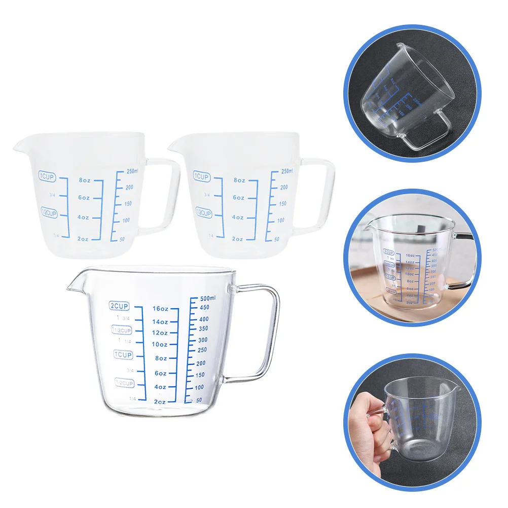 

3 шт. стеклянные мерные чашки для измерения жидкости, кофе, эспрессо, молочного сока с удобной ручкой, кофейная чашка, кувшин для молока