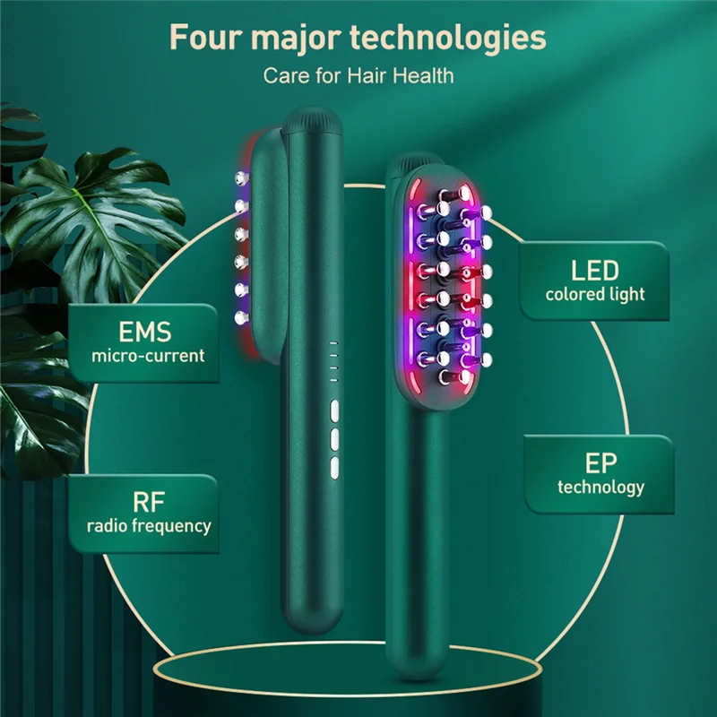 A43MM Hair Led Brush Electric Laser Hair Growth Comb Anti Hair Loss Massage Therapy Infrared RF Red Light EMS Massager