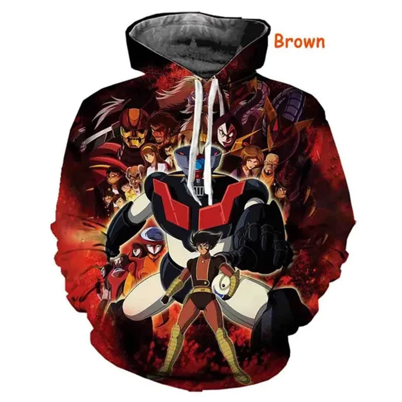 Mazinger Z Robot Manga Hoodie Men 3D Print Pullover Mazinger Hoodies Harajuku Streetwear Mens Oversized Graphic Sweatshirts