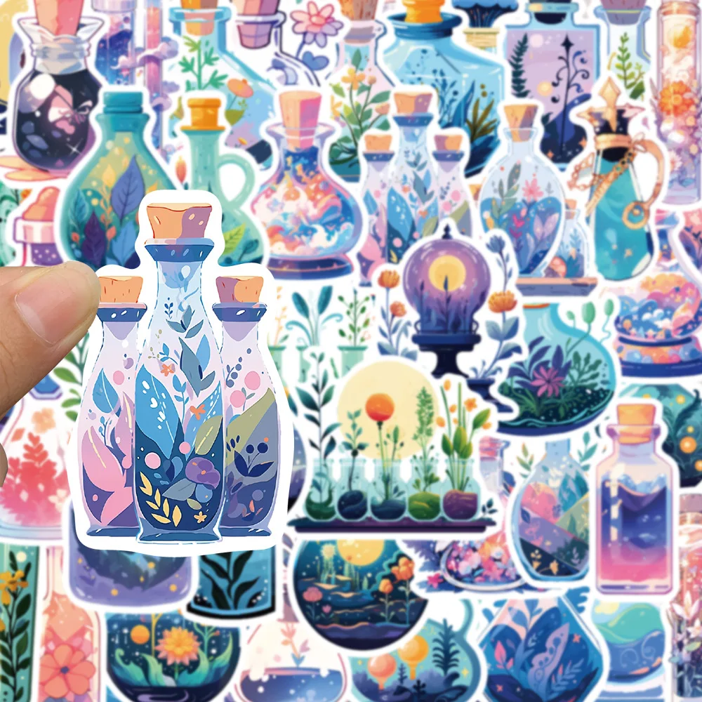 50pcs Apothecary Stickers Cartoon Magic Potion Stickers for Laptop Water Bottle Skateboard Refrigerator Decal for Kids Toys