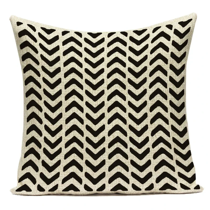 Black White Geometry Pillowcase Decorative Cushion Cover Home Decor Sofa Car Chair Triangles Stripes Arrows Print Pillow Case