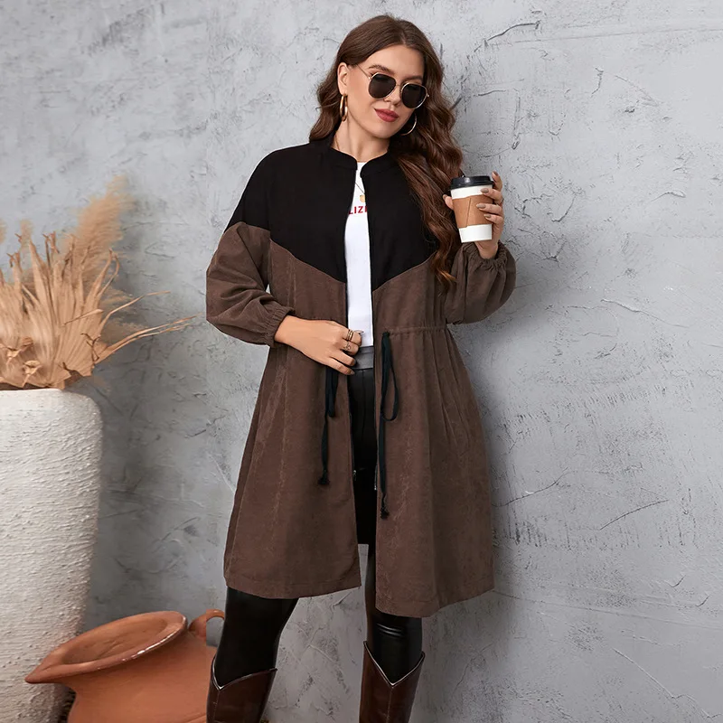 New autumn plus size coat 9XL 8XL 7XL Fashion ladies commuting simple wind long casual solid color belt coat.