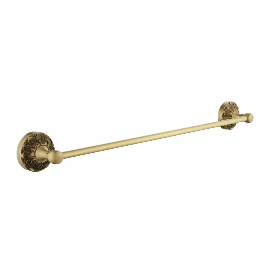 

Brass Towel Bar Wall Mount, 24 inch Bath Towel Rod Holder, Vintage Gold Decorative Bathroom Accessories, Brass PetalRelief Serie