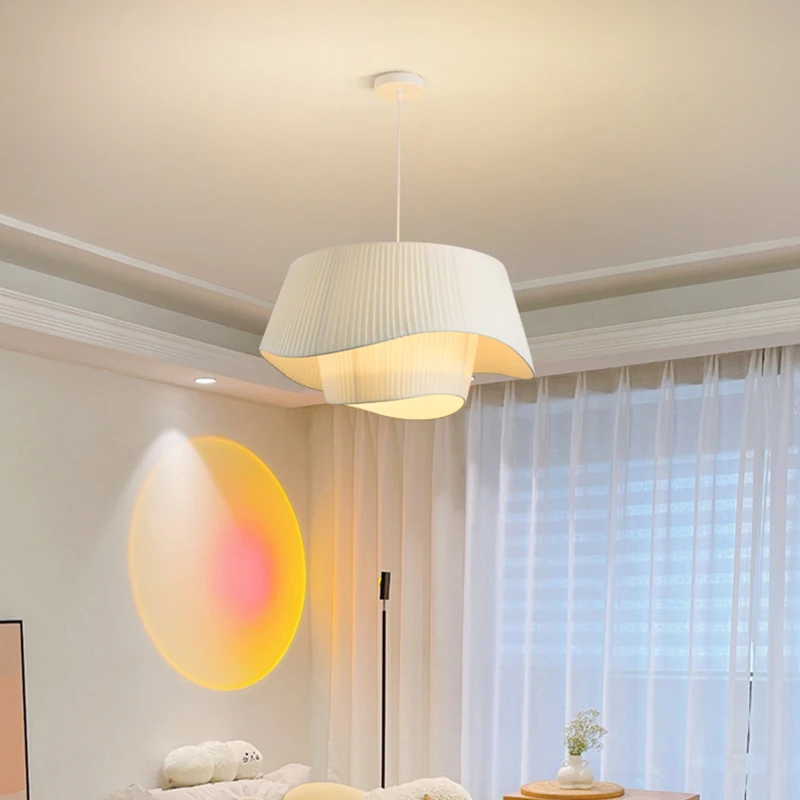 KAGU Retro Nordic Fabric Chandelier Cream Pendant Light for Living Room, Bedroom & Dining