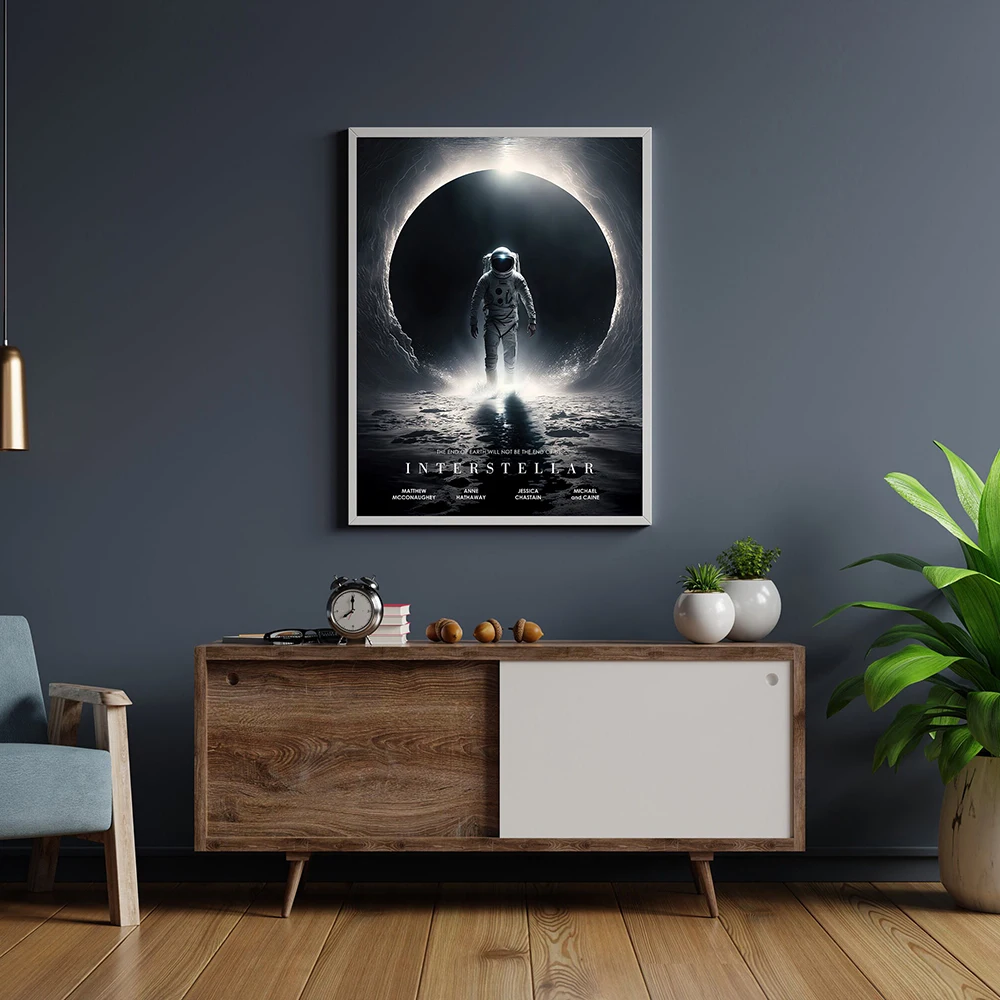 Interstellar Movie Poster Astronaut Outer Space Canvas Wall Art Print Mural Home Decor Movie Lover Gift Unframed