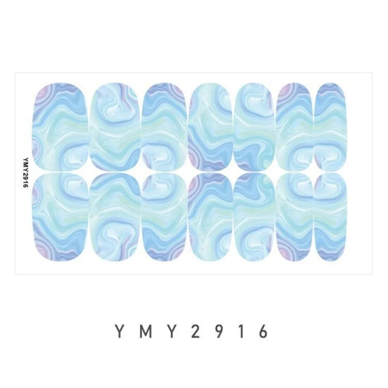 14 stickers/vel nieuwe groene gemarmerde nail art stickers volledige dekking waterdichte blauwe nagelstickers voor nail art decoraties