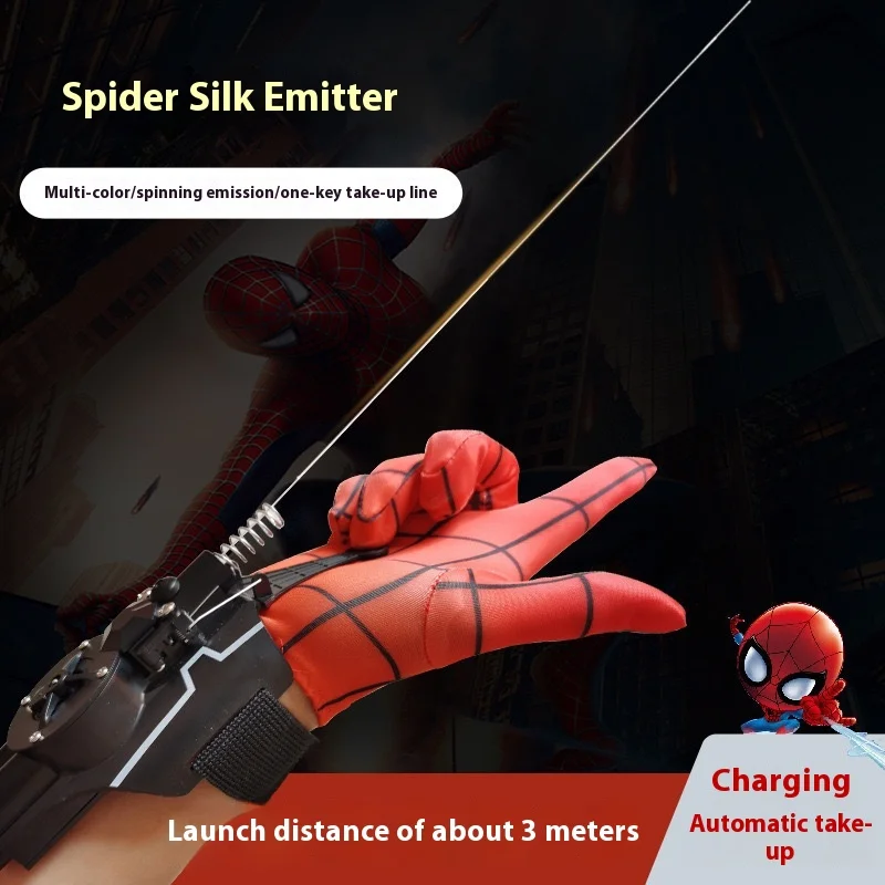 Spider Man Launcher Automatic Thread Retraction Electric Silk Spinning And Spray Nozzle Children'S Toys Gifts For Children